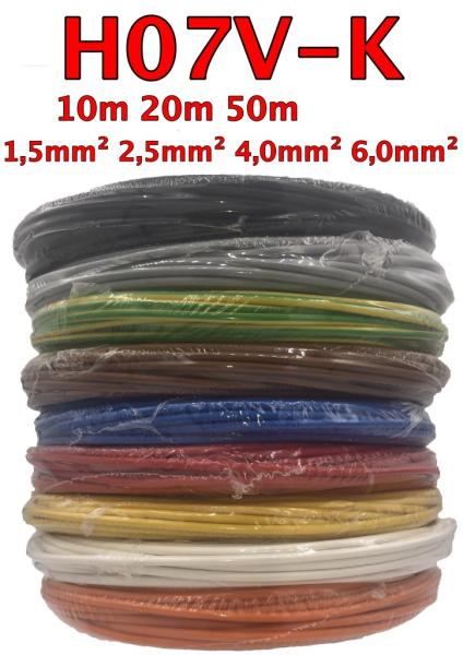 H07V-K 1x 1,5mm² 2,5mm² 4mm² 6mm² Ringware, flexibel / 10m / 20m / 50m / Farbwahl